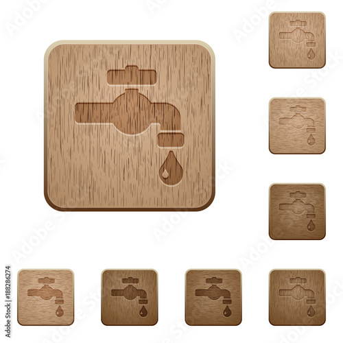 Water faucet with water drop wooden buttons