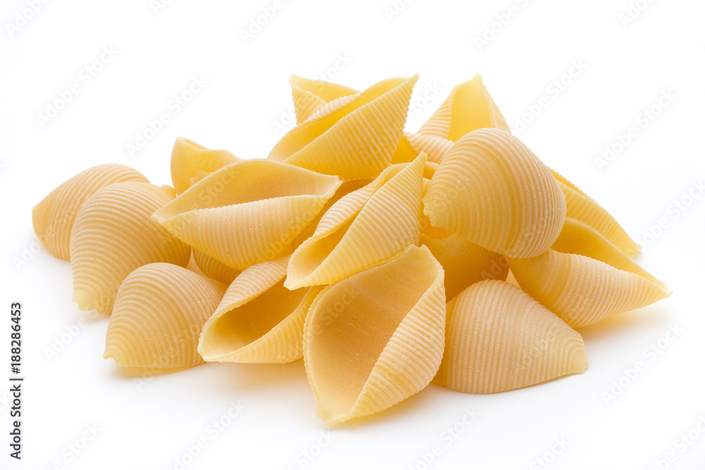 Italian lumaconi isolated on white background. Italian lumaconi isolated on white background.