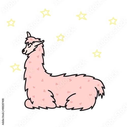 Hand drawn Peru animal, alpaca, vicuna. 