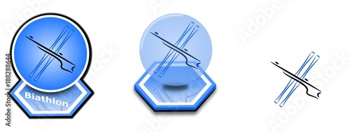 Biathlon -  Set of three Winter sport  icons on blue background