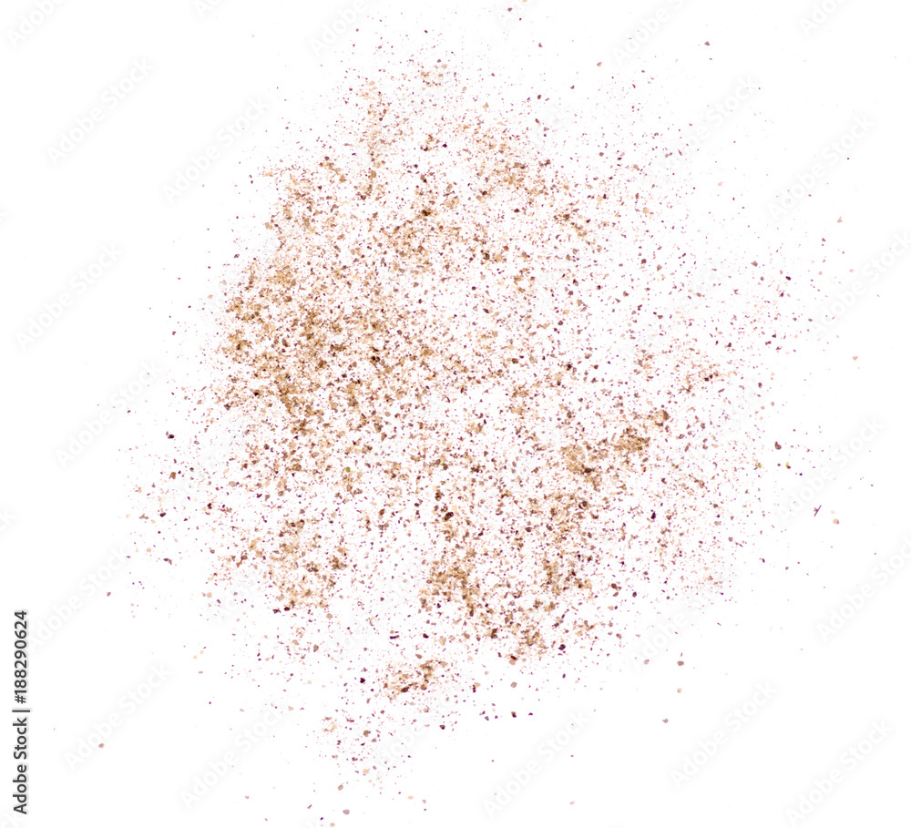 Pile black pepper on white background