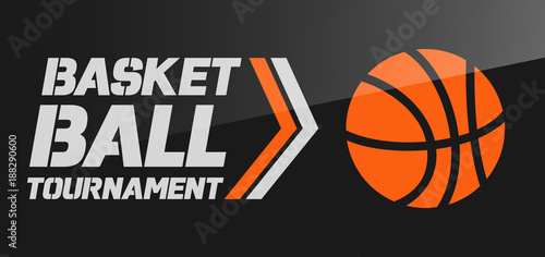 Flyer or web banner design with basketball ball icon