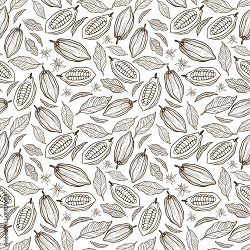 cacao beans seamless pattern