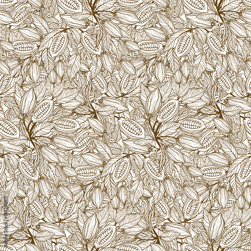 cacao beans seamless pattern