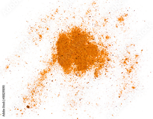 Pile of seasoning for chicken on white background