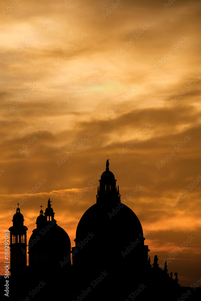 Venice sunset with Salute Basilica domes