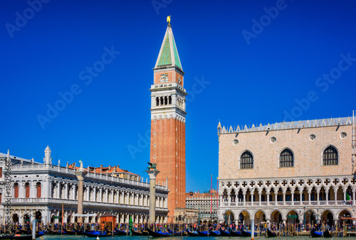 San Marco square on a sunny day in Venice Italy . Usually crowded