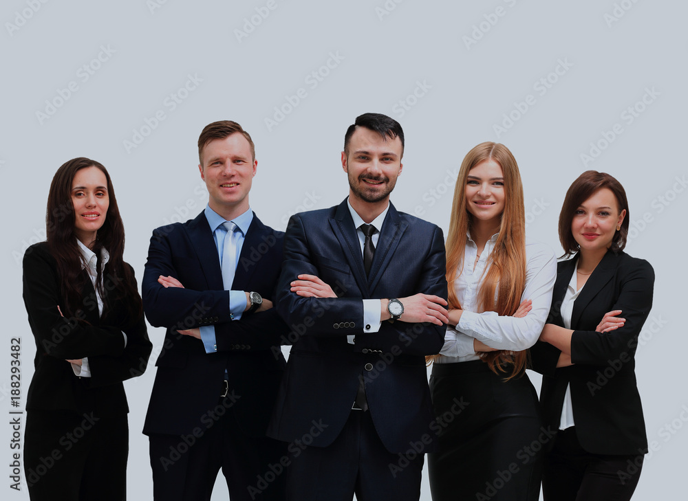 Happy business team smiling - isolated over a white background. Happy business team smiling - isolated over a white background.