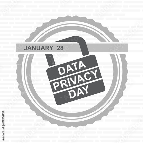 Data Privacy Day. Vector lock sign.