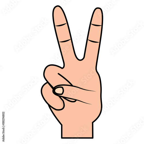 hand with two fingers victory peace and love sign vector illustration photo