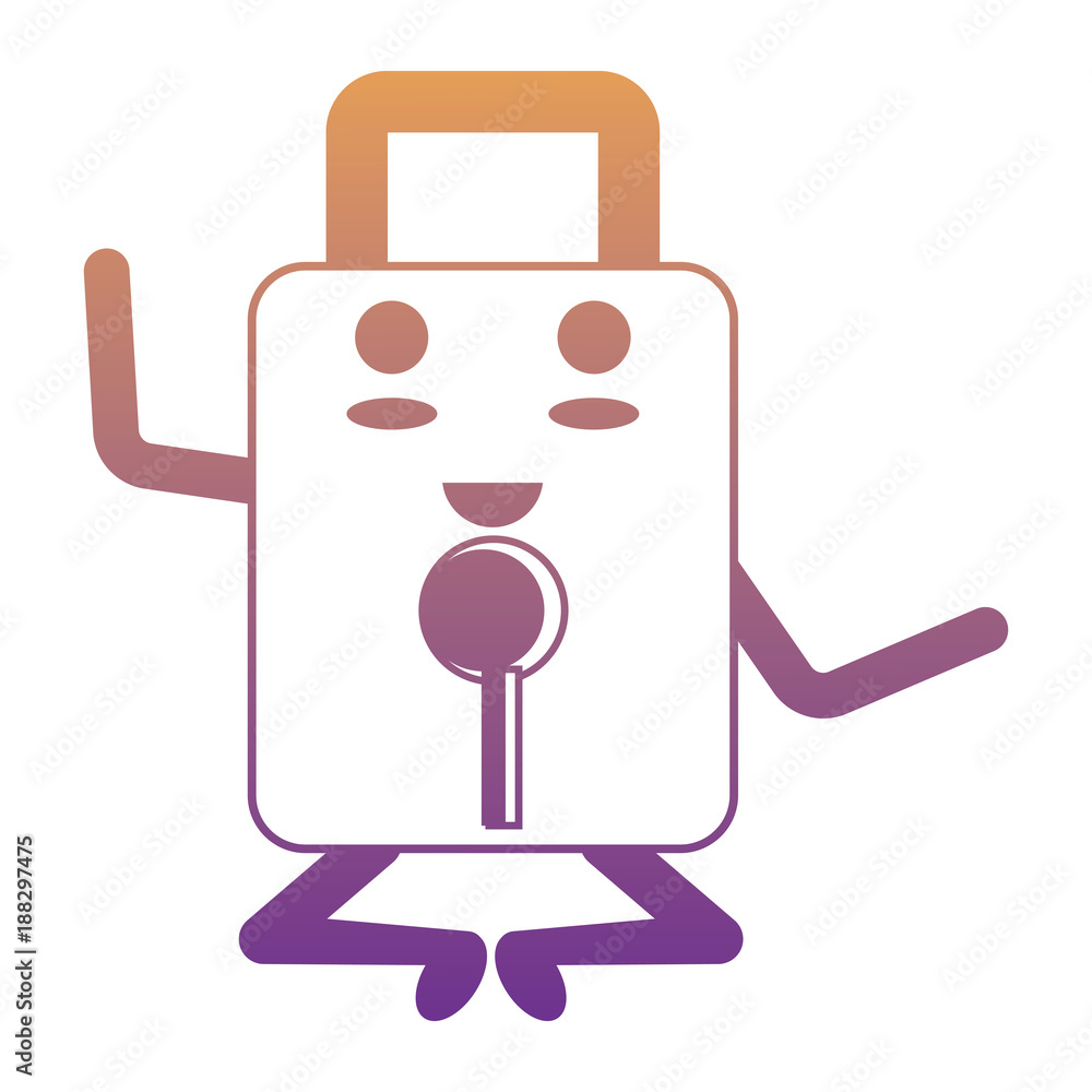 Obraz premium kawaii padlock icon image