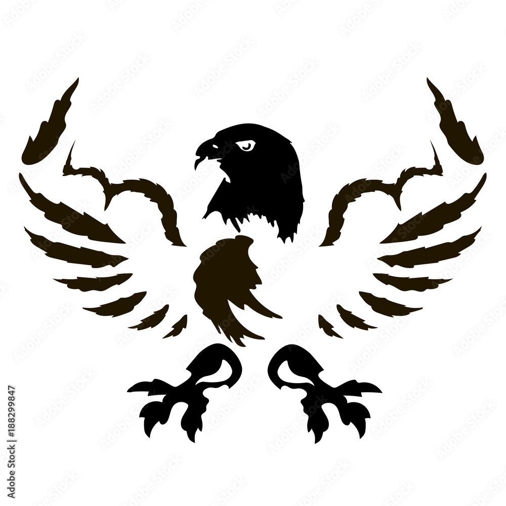 Fototapeta premium Eagle with muscles vector icon. Strong falcon predatory bird with open spread wings and sharp clutches. Can be used for logo, emblem and etc.