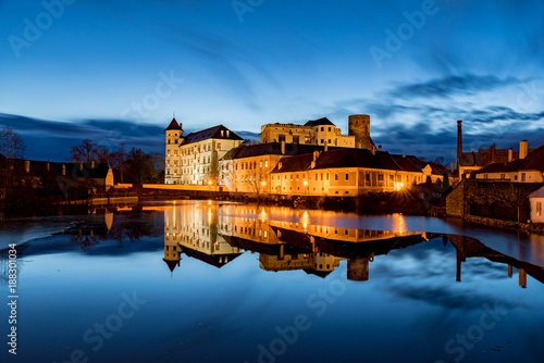 The great castle in Jindrichuv Hradec at night