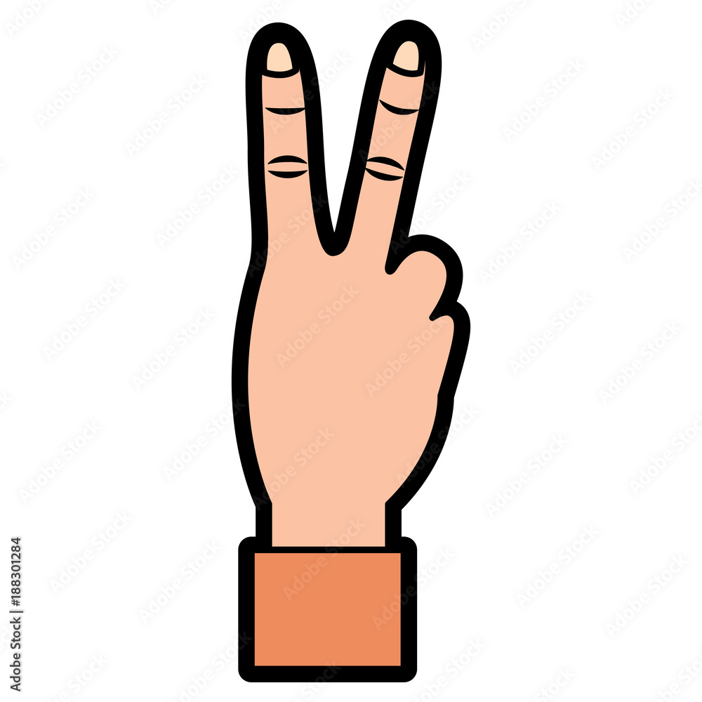 hand with two fingers victory peace and love sign vector illustration design hand with two fingers victory peace and love sign vector illustration design