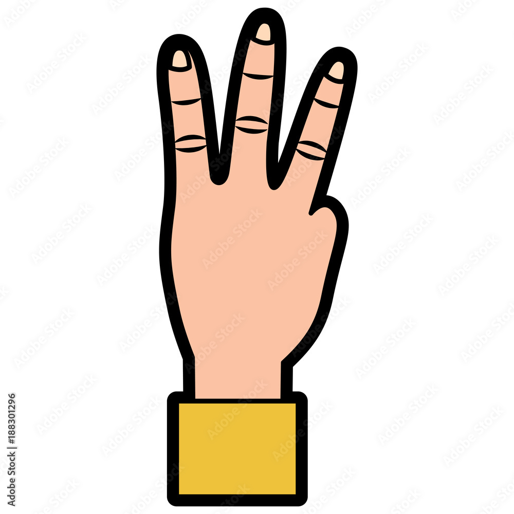 hand showing three fingers gesture vector illustration design hand showing three fingers gesture vector illustration design