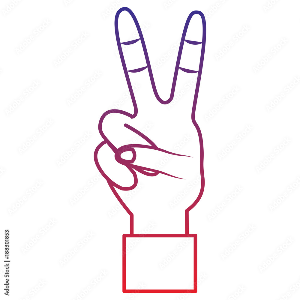 two fingers up peace hand gesture icon image vector illustration design 