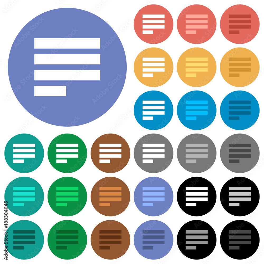 Text align justify last row left round flat multi colored icons Text align justify last row left round flat multi colored icons