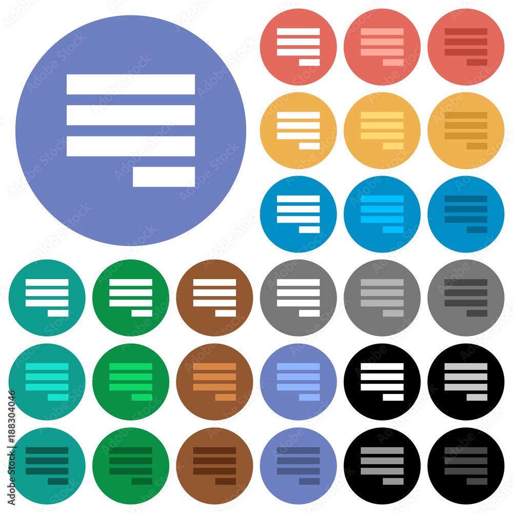 Text align justify last row right round flat multi colored icons Text align justify last row right round flat multi colored icons