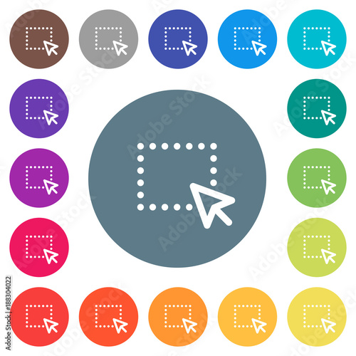 Drag and drop operation flat white icons on round color backgrounds