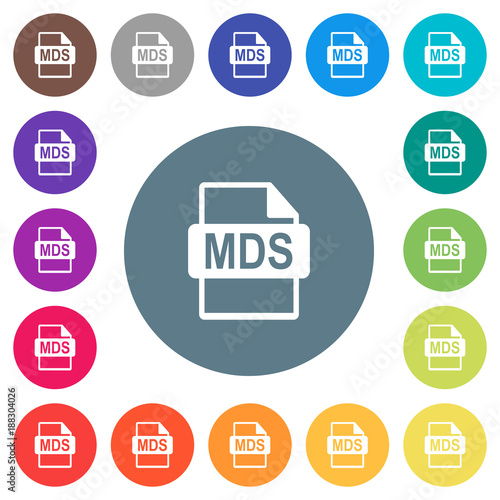 Free Download MDS file format flat white icons on round color backgrounds - GFXLoad