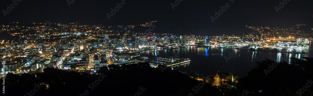 Wellington City Night City Lights Panorama 