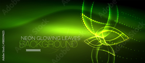 Neon leaf background, green energy concept