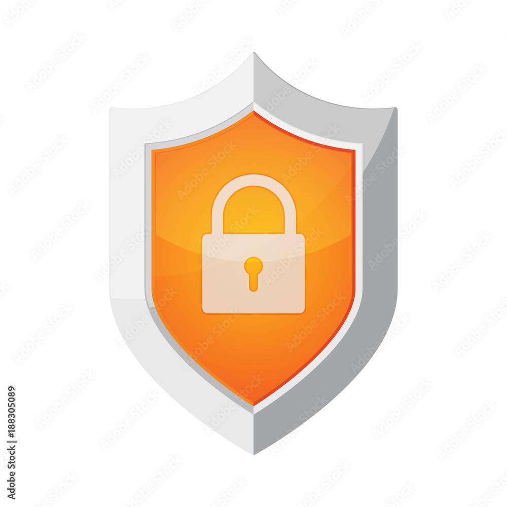 Shield with padlock icon. Vector illustration Shield with padlock icon. Vector illustration