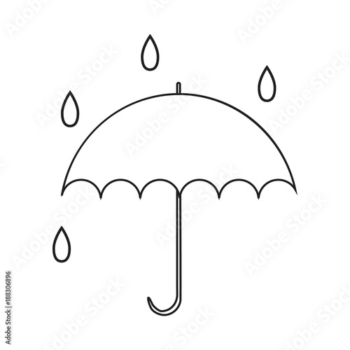 Icon with umbrella with drops. Contour drawing without pouring. Vector illustration