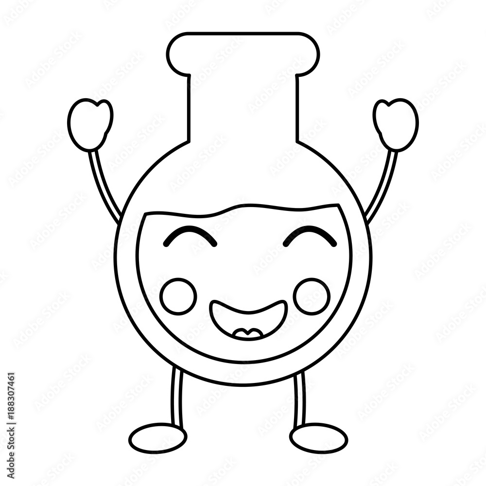 happy flask laboratory kawaii icon image vector illustration design black line happy flask laboratory kawaii icon image vector illustration design black line