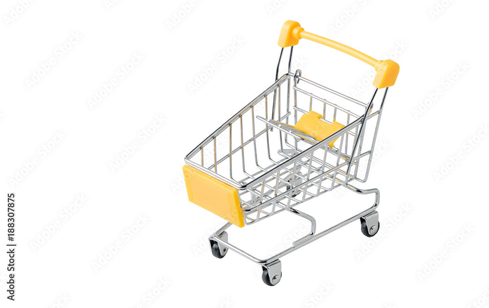 Yellow shopping Cart isolated on white background,