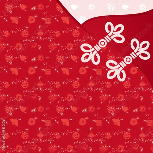 holiday greeting card with Chinese traditonal knots and elements