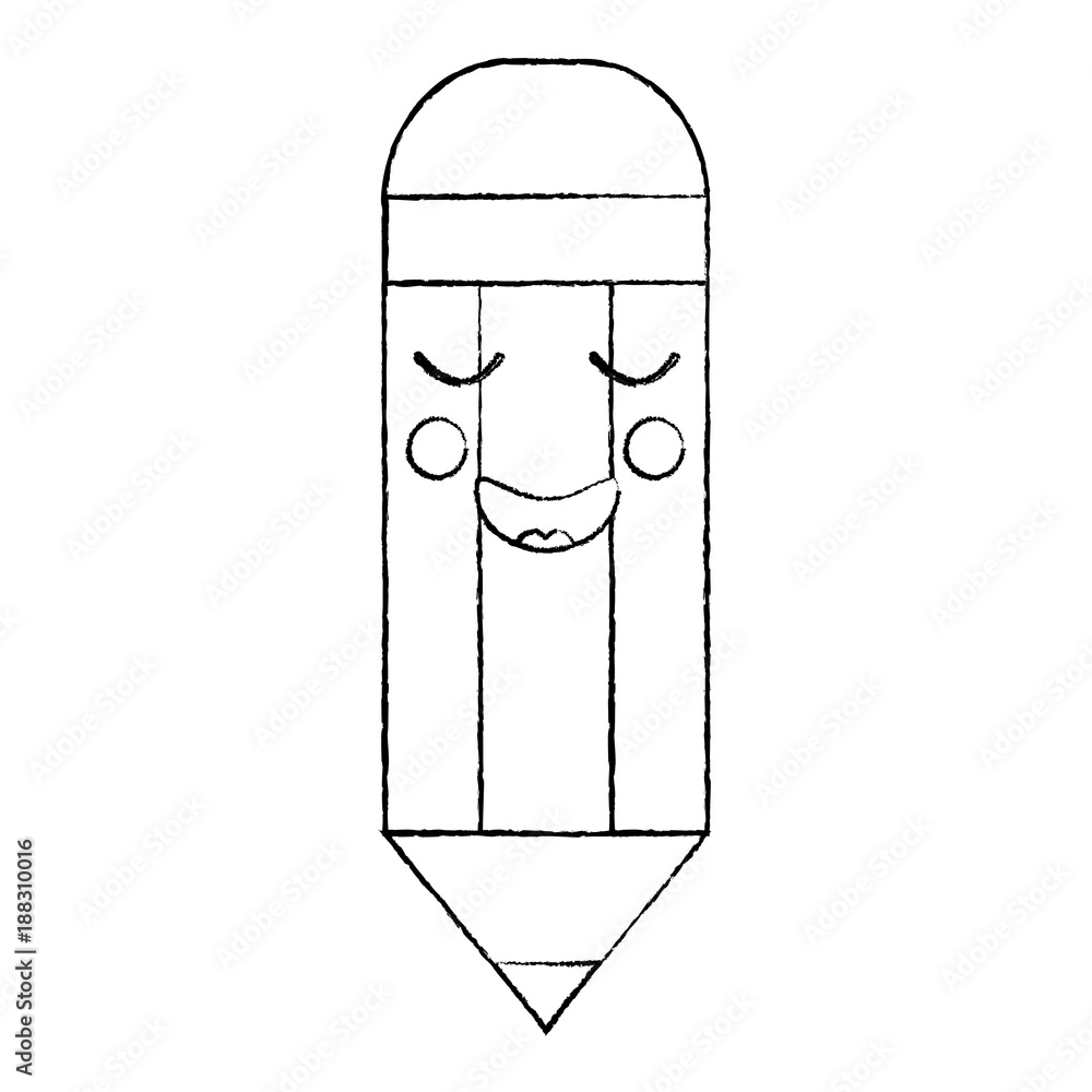 pencil happy school supplies kawaii icon image vector illustration design black sketch line pencil happy school supplies kawaii icon image vector illustration design black sketch line