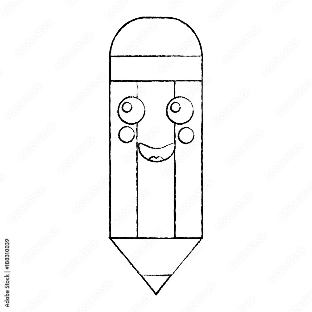 pencil happy school supplies kawaii icon image vector illustration design black sketch line pencil happy school supplies kawaii icon image vector illustration design black sketch line