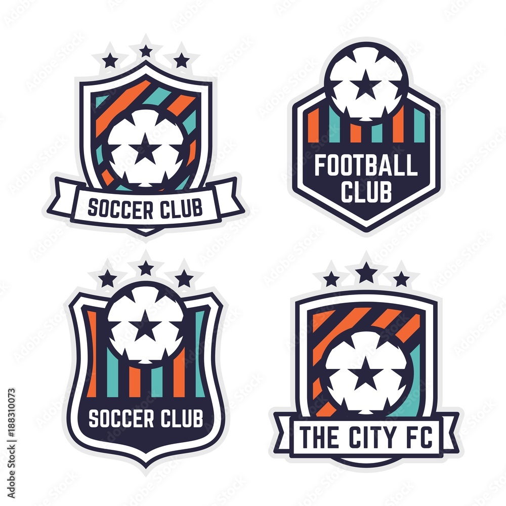 Fototapeta premium Soccer or Football Club Logo or Badge Set.