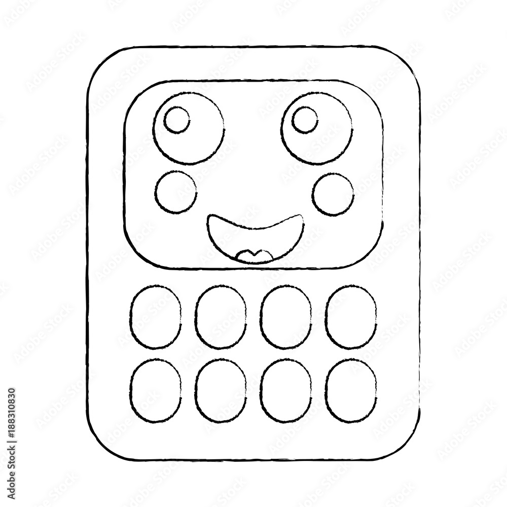 calculator math kawaii character cartoon vector illustration sketch design