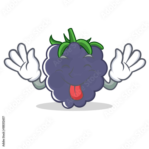 Tongue out blackberry character cartoon style