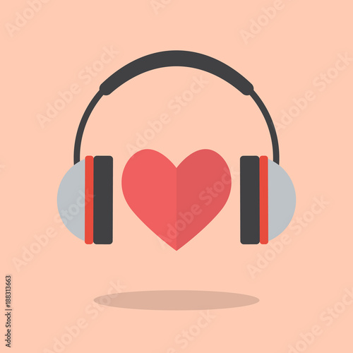 Red heart with headphones