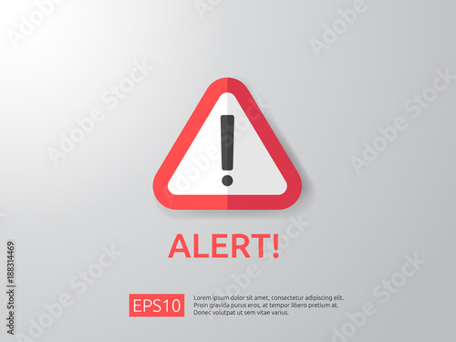 attention warning alert sign with exclamation mark symbol. shield line icon for Internet VPN Security protection Concept vector illustration.