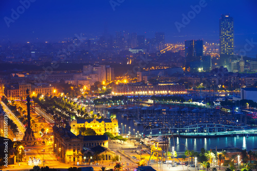 View to Barcelona in night