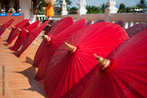 Traditional Thai red umbrella