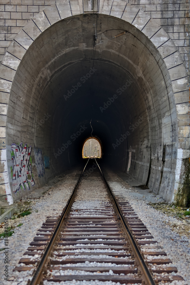 Tunnels and railways. Light on the end of the tunnel