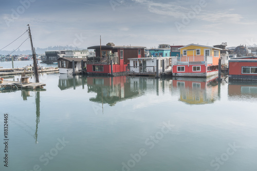 Houseboats in Sausalito  CA. Floating in Richardson Bay