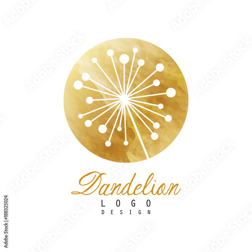 Fototapeta Naklejka Na Ścianę i Meble -  Golden logo with abstract dandelion plant