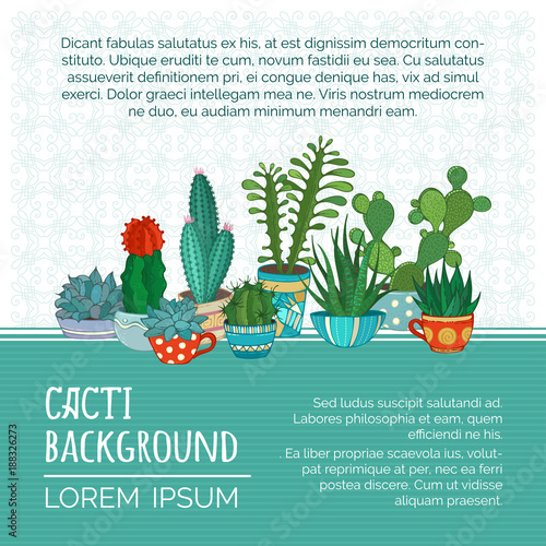 Vector cacti background.