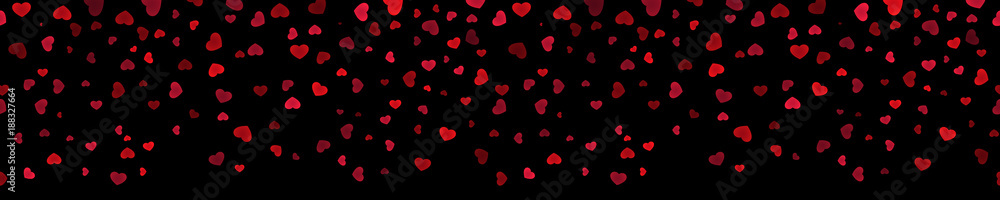 Rain of heart-shaped confetti banner design illustration Rain of heart-shaped confetti banner design illustration