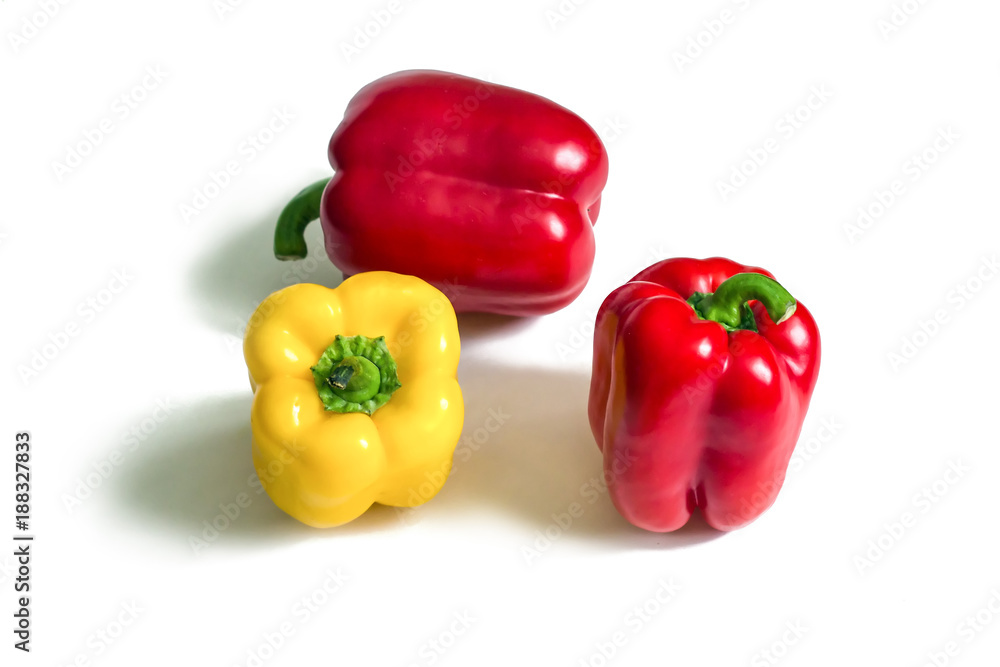 Yellow and two red peppers Yellow and two red peppers