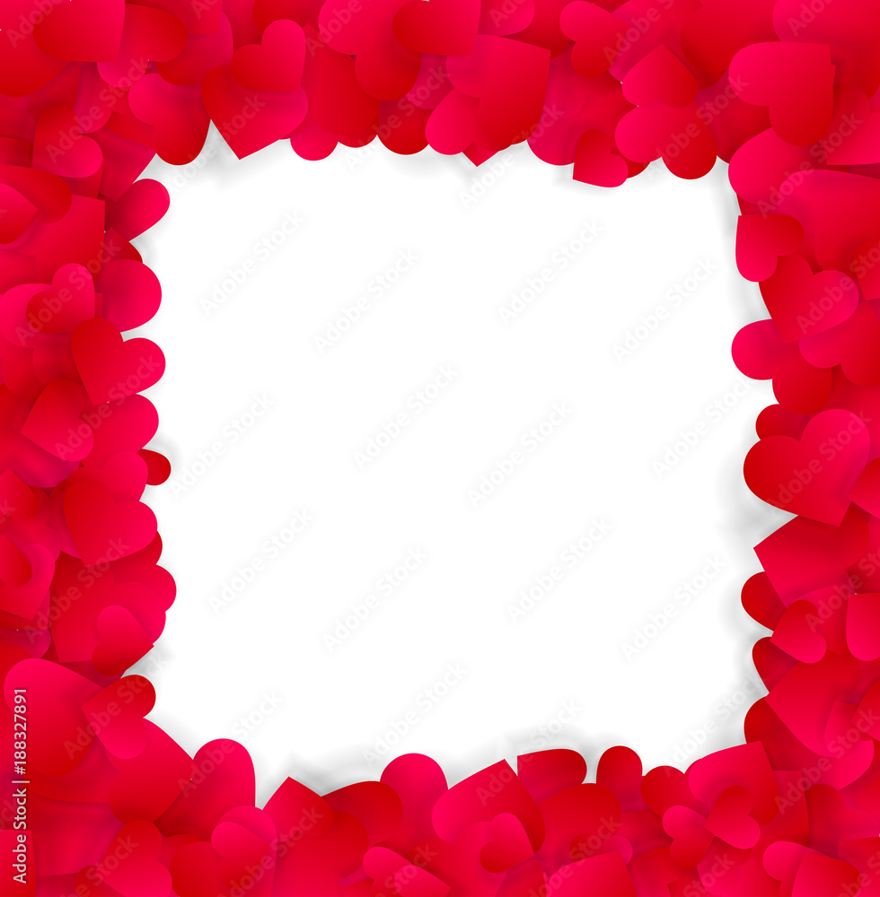 Obraz premium Love Valentines or wedding elegant frame made of red hearts