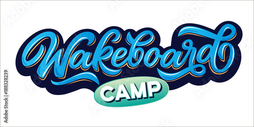 Vector lettering logo wakeboard club in graffity style for your unique design, printing on T-shirts or the Internet