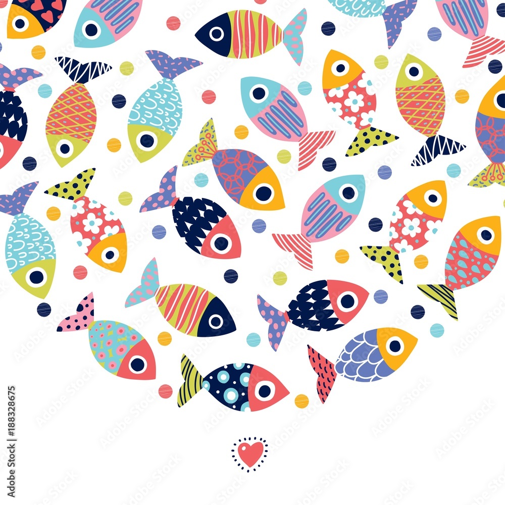Cute postcard with decorative fish. Cute postcard with decorative fish.