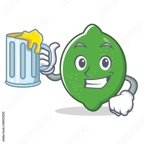 With juice lime mascot cartoon style